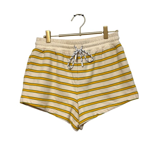 SOLID&STRIPED Pants - SOLID&STRIPED Shorts Women Medium Striped Drawstring Casual Lounge  Yellow Green